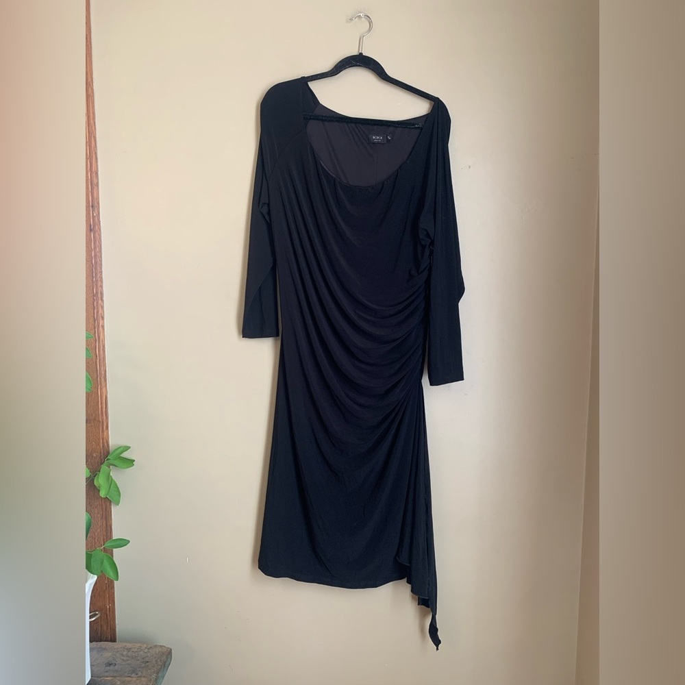 Igigi Dress Womens Plus 18/20 Long Sleeve Black Ruched Side Zipper Wedding